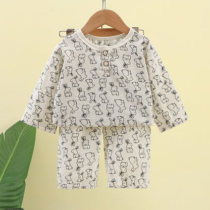 Cloud Cotton Short Sleeves Sleepwear Summer Kids Pajama Set Skin Friendly Fabric