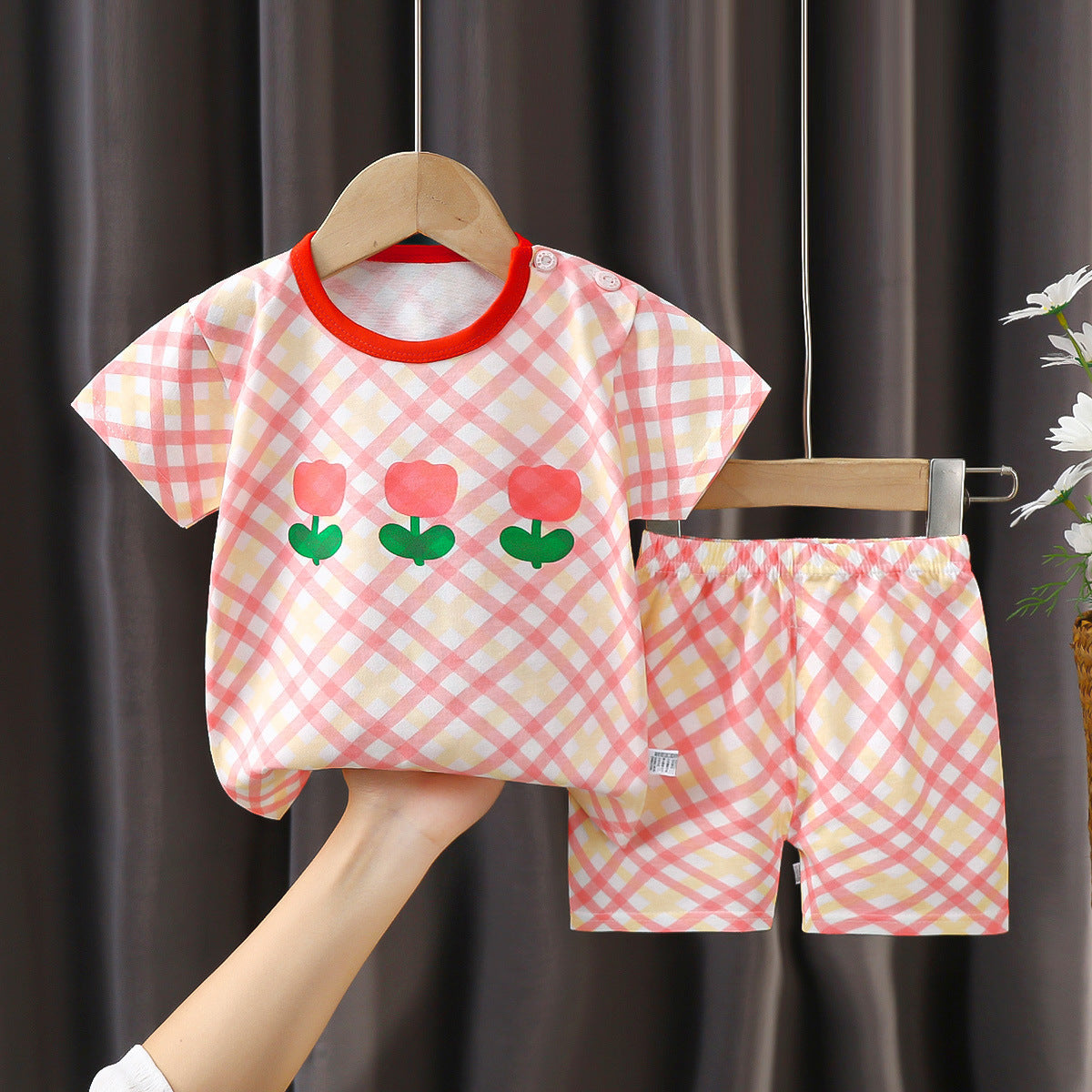 Children's t-shirt short-sleeved summer Girl's Pure cotton suit summer shorts baby clothes