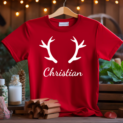 Personalized Christmas Name Reindeer Family T-Shirt