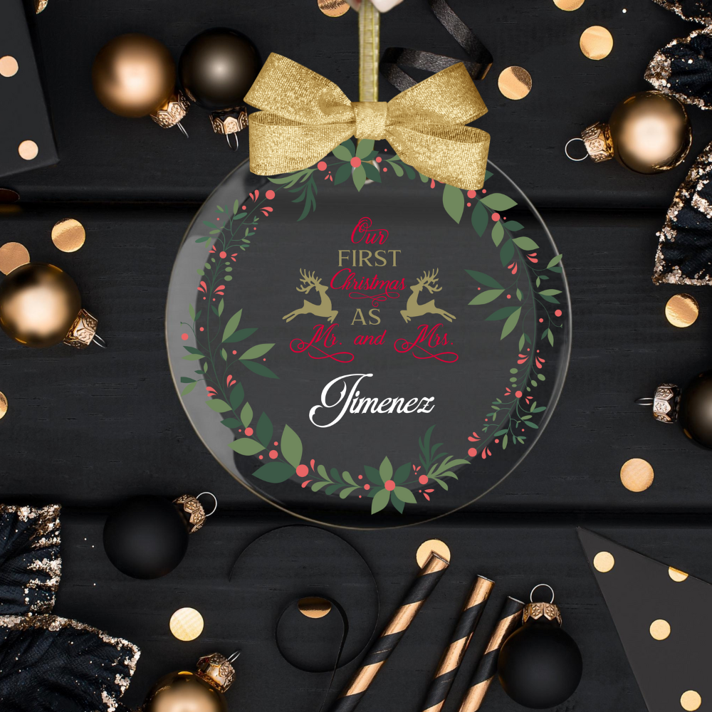 First Christmas As Mr & Mrs - Personalized Glass Ornament