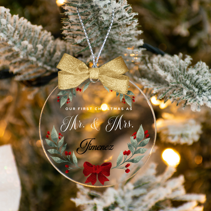 First Christmas As Mr & Mrs - Personalized Glass Ornament
