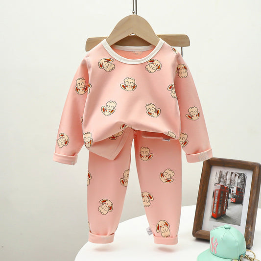 Sleepwear Kids Cute Pattern Long Sleeves Pajama set for Boys & Girls Pure Cotton Soft Skin Friendly